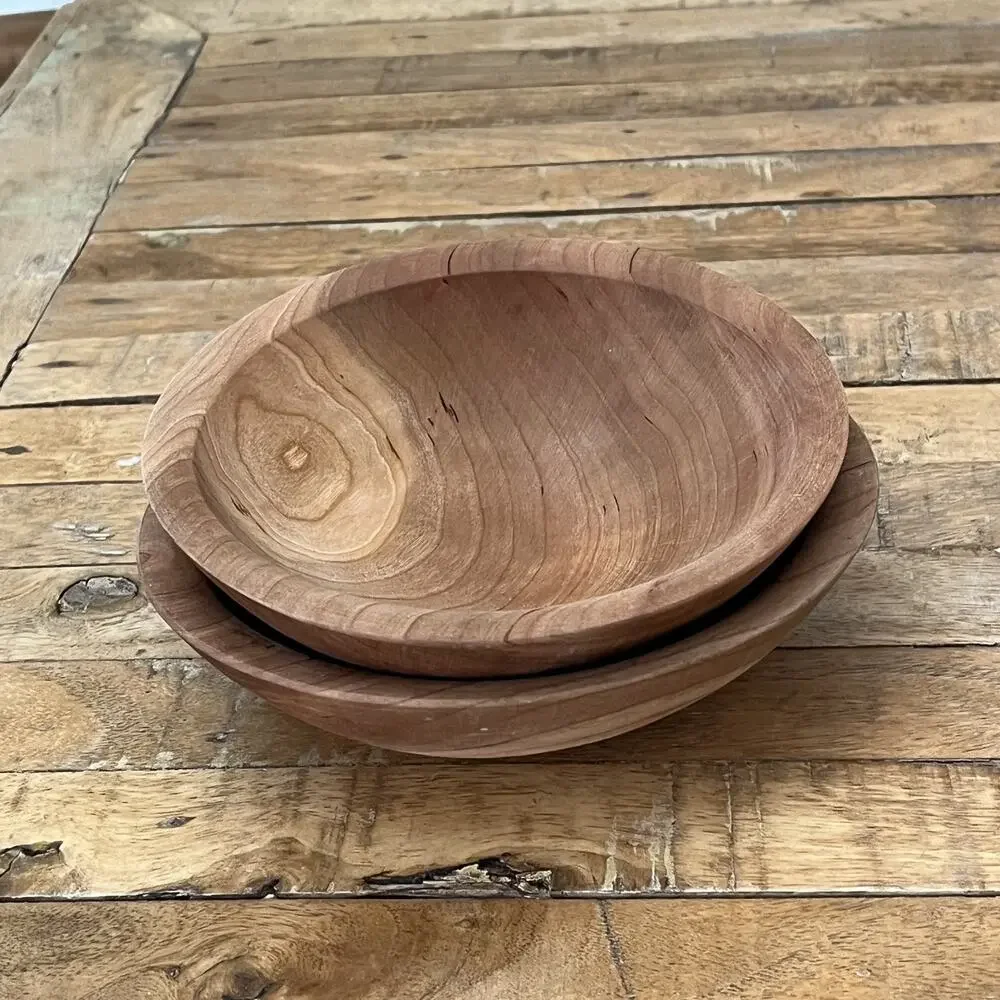 2 Handmade Wooden Bowls 7.5